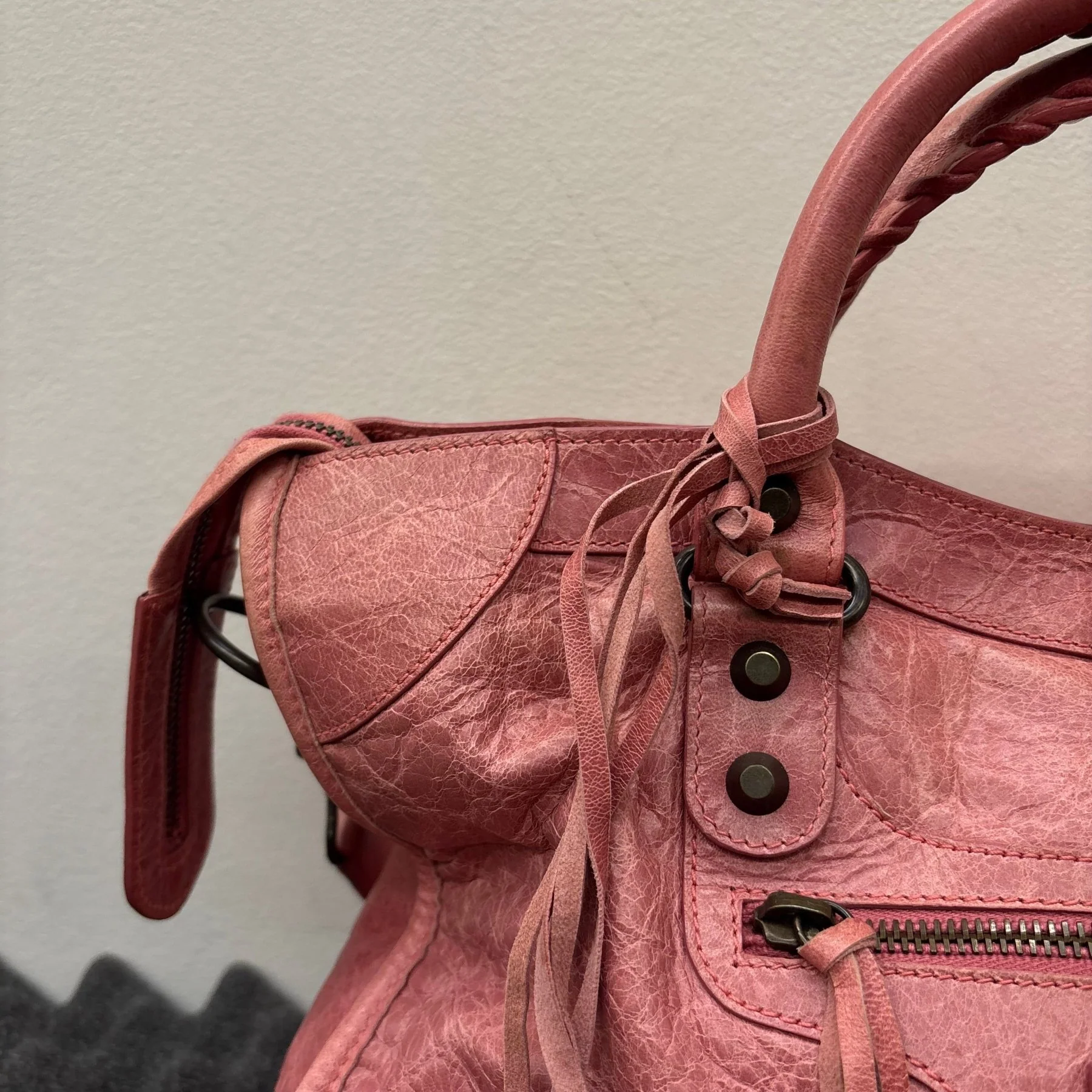 SS09 Balenciaga Pink City Leather Bag - Image 7