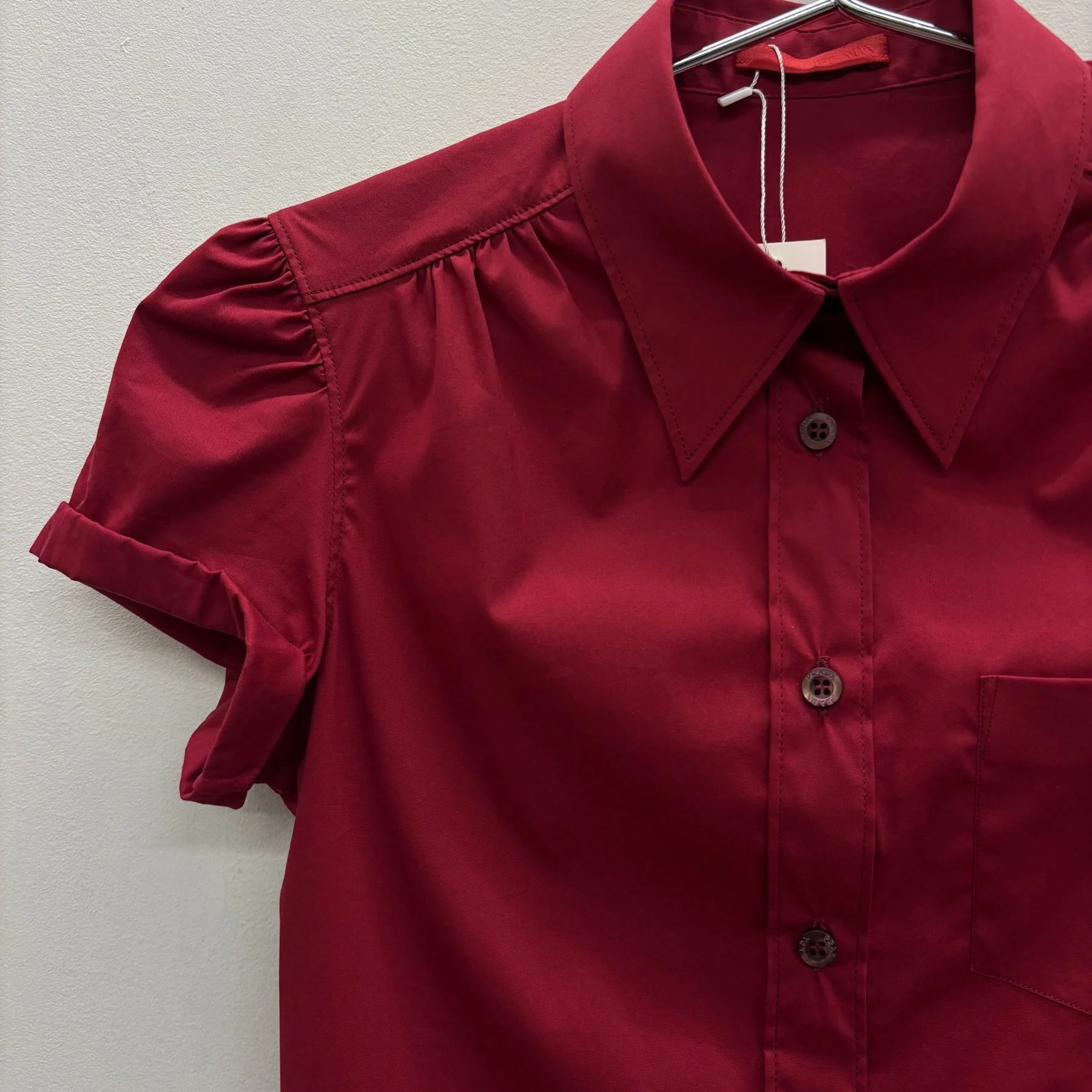 SS09 Prada Scarlet Short Sleeve Button Up Blouse - Image 4