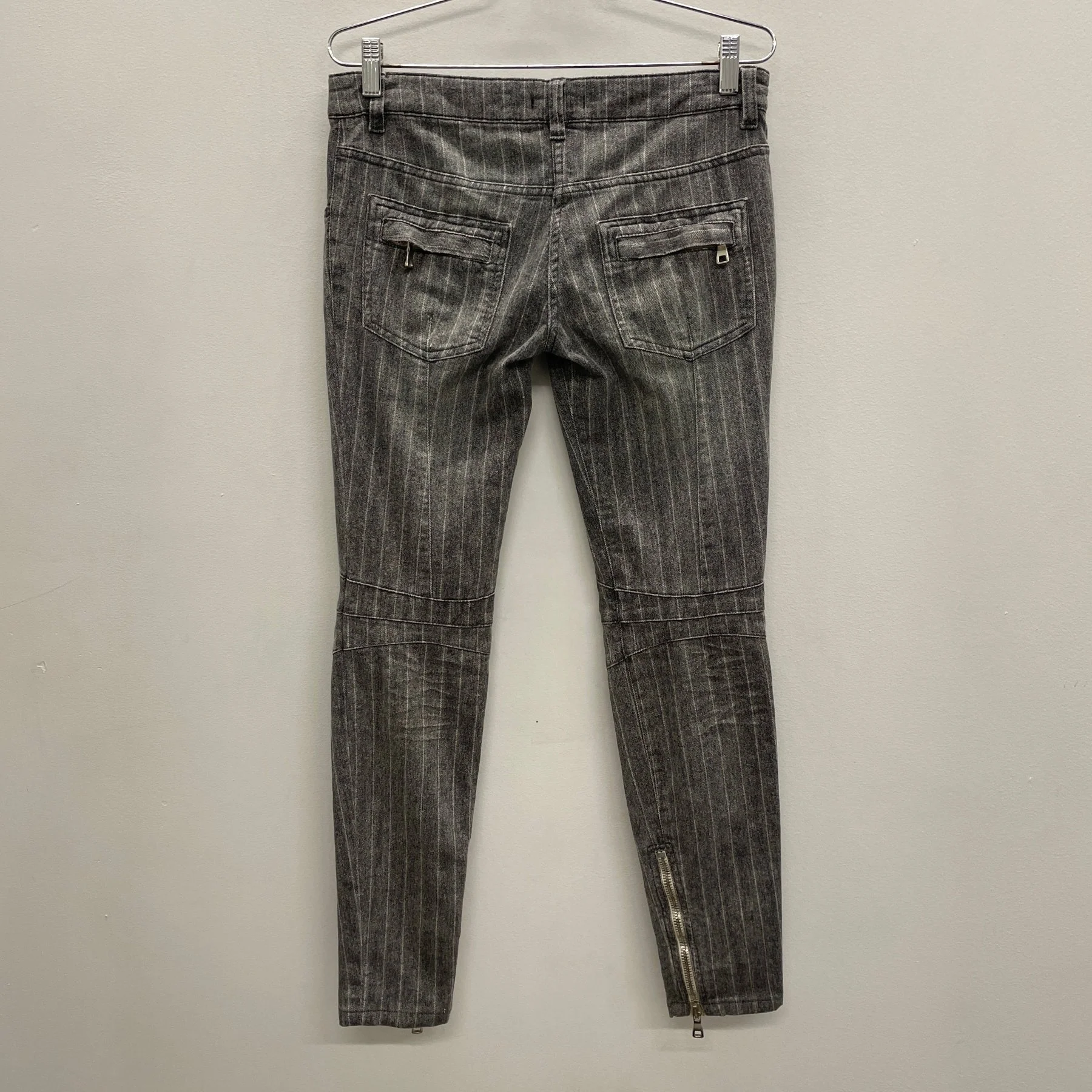 SS11 Balmain by Christophe Decarnin Striped Biker Jeans - Image 2