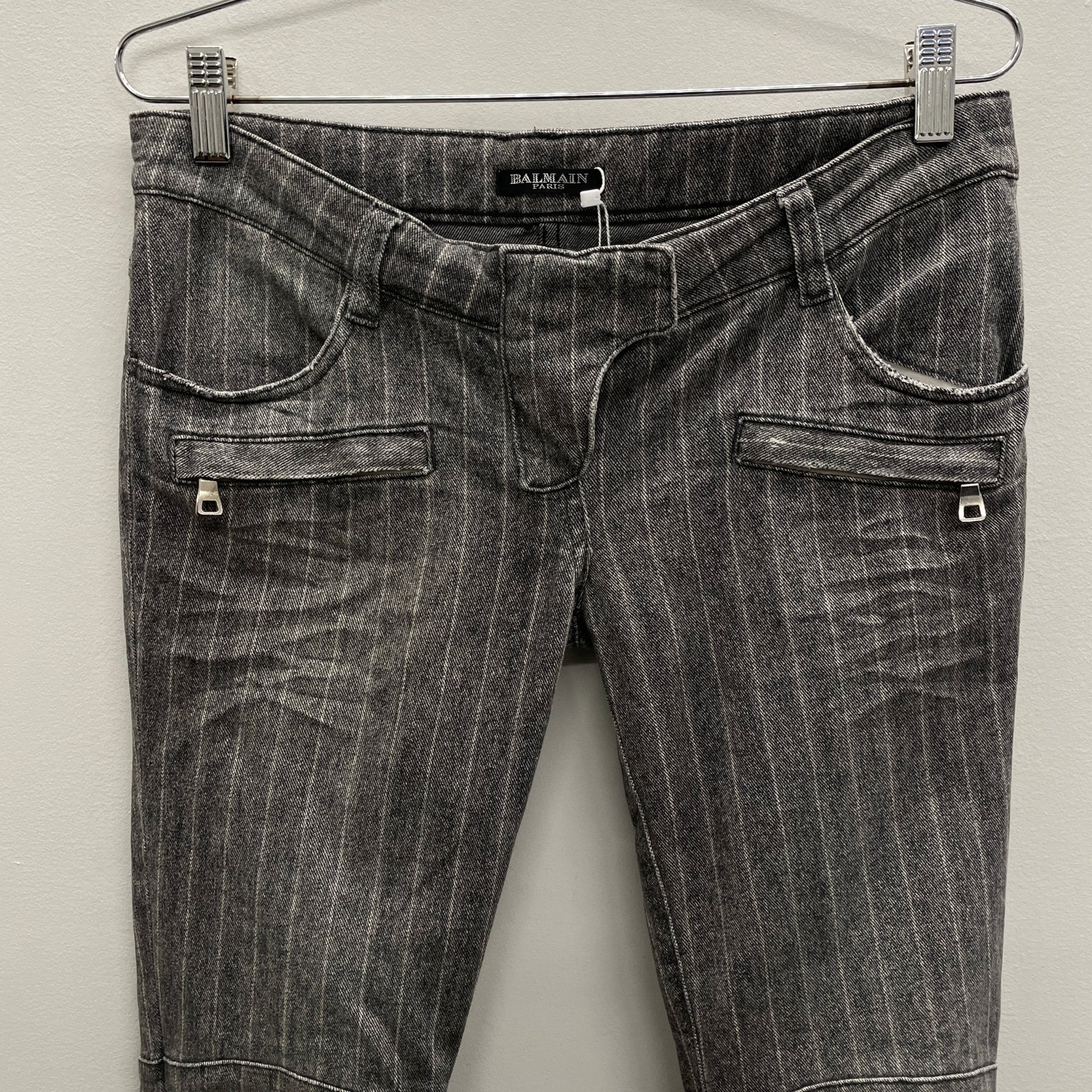 SS11 Balmain by Christophe Decarnin Striped Biker Jeans - Image 3