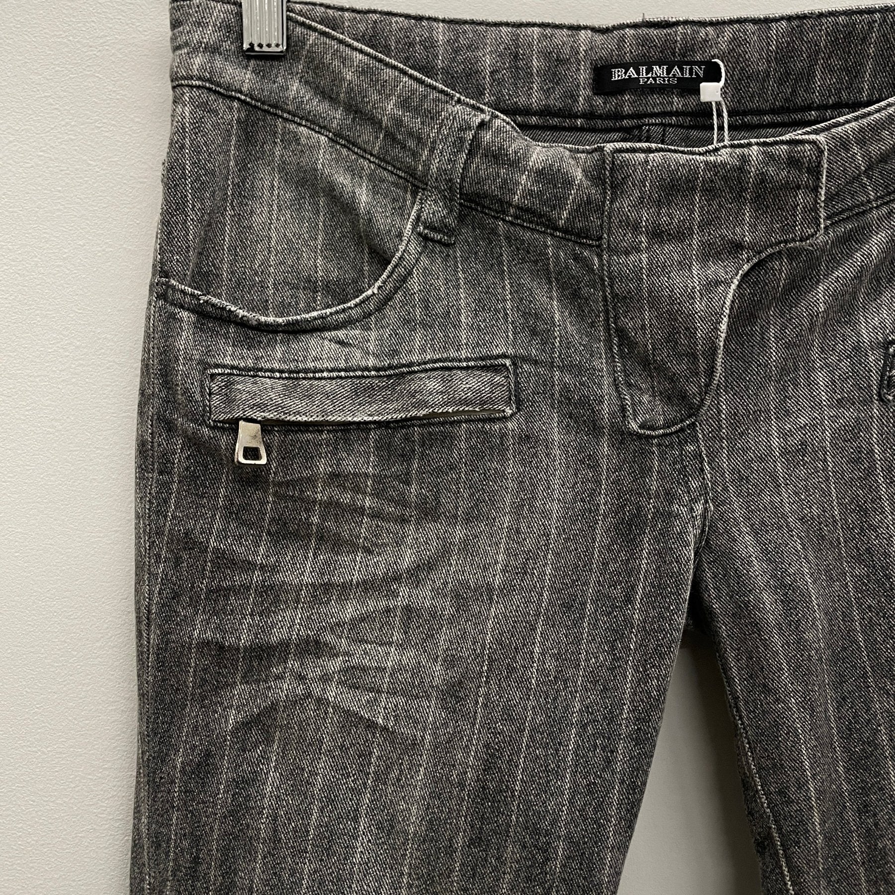 SS11 Balmain by Christophe Decarnin Striped Biker Jeans - Image 4