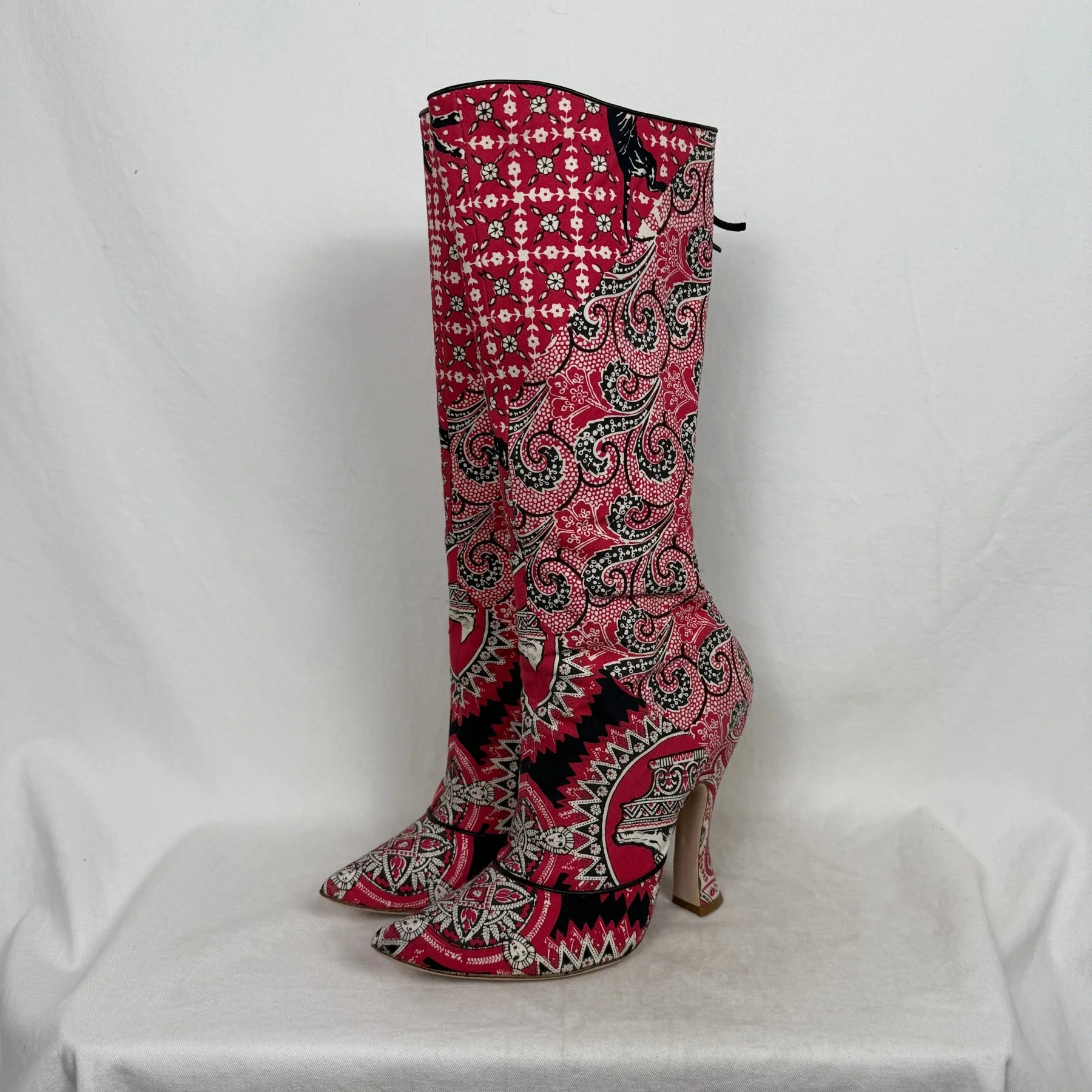 SS12 Miu Miu Folk Pattern Heel Boots - Image 2