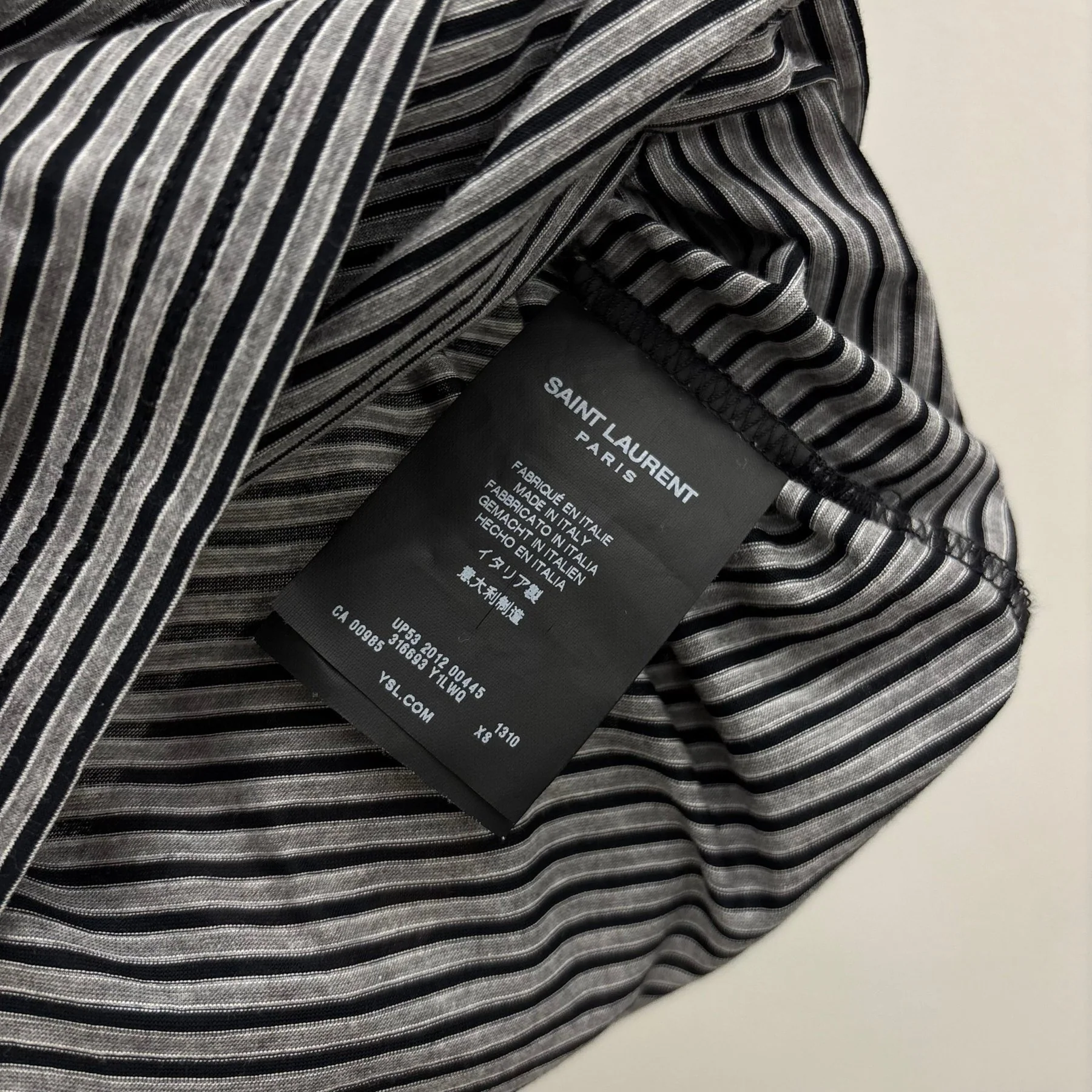 SS12 Saint Laurent Paris By Hedi Slimane Striped Polo Shirt - Image 9