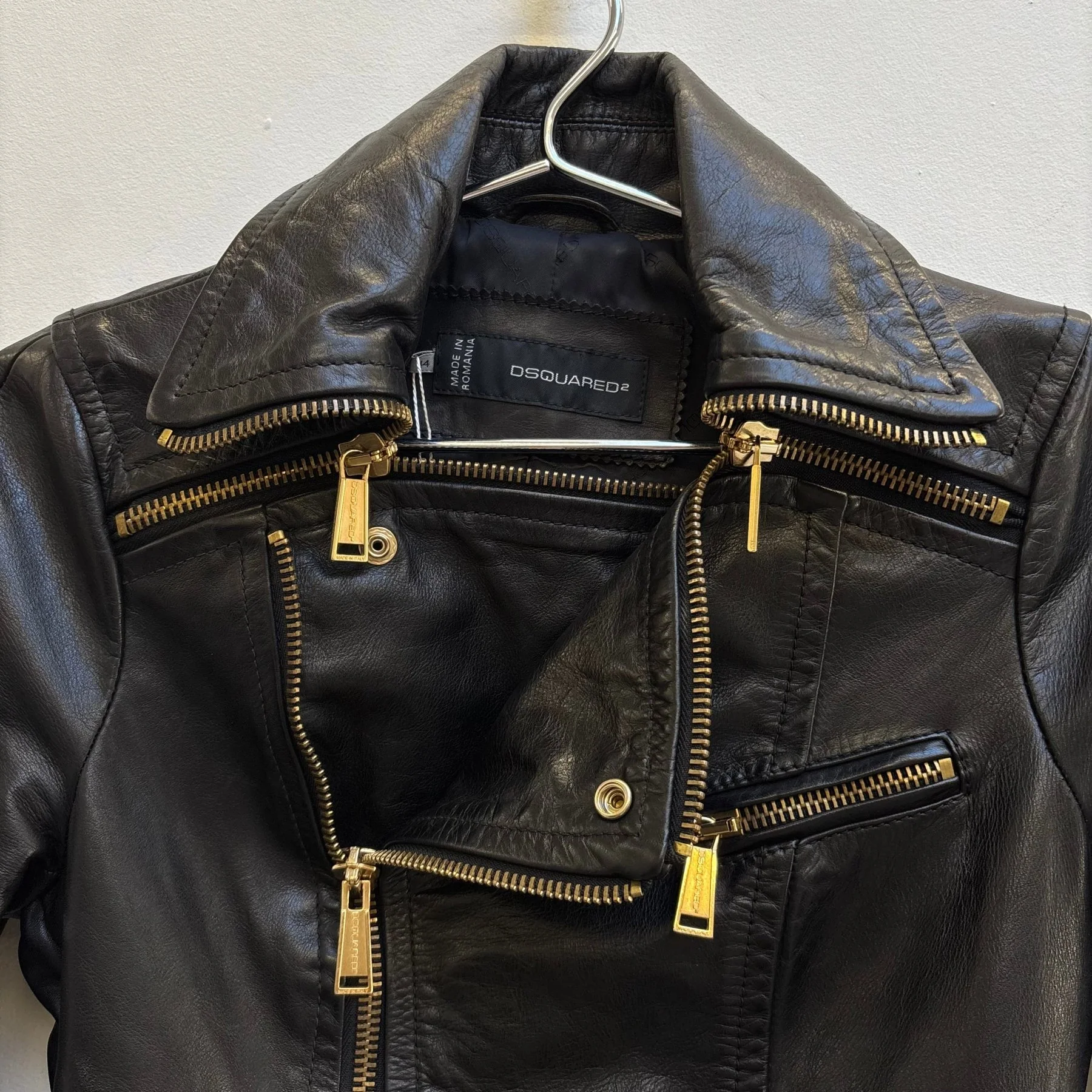 SS13 Dsquared2 Leather Biker Jacket - Image 4