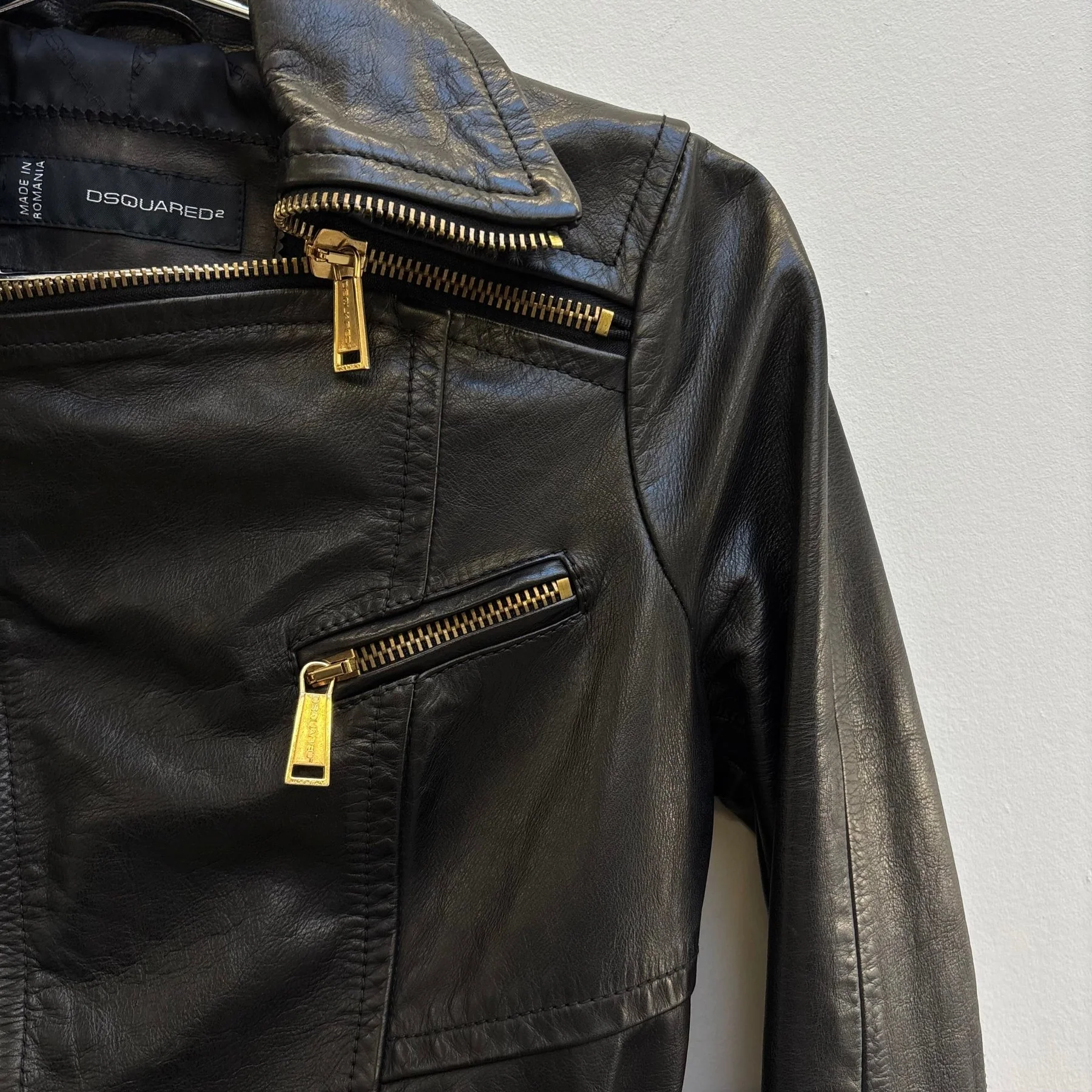 SS13 Dsquared2 Leather Biker Jacket - Image 5