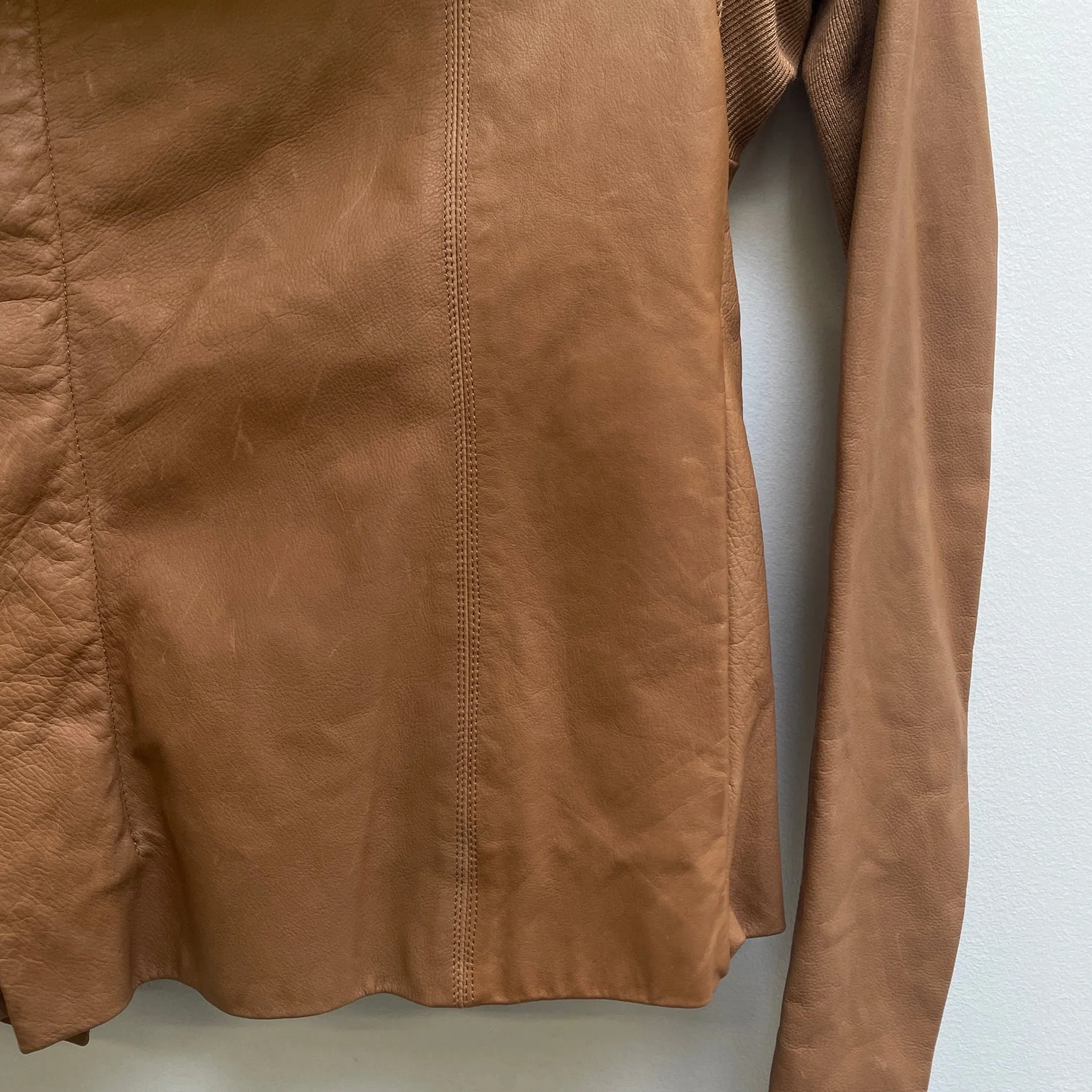 SS13 Rick Owens “ISLAND” Honey Leather Hooded Women’s Biker Jacket - Image 7