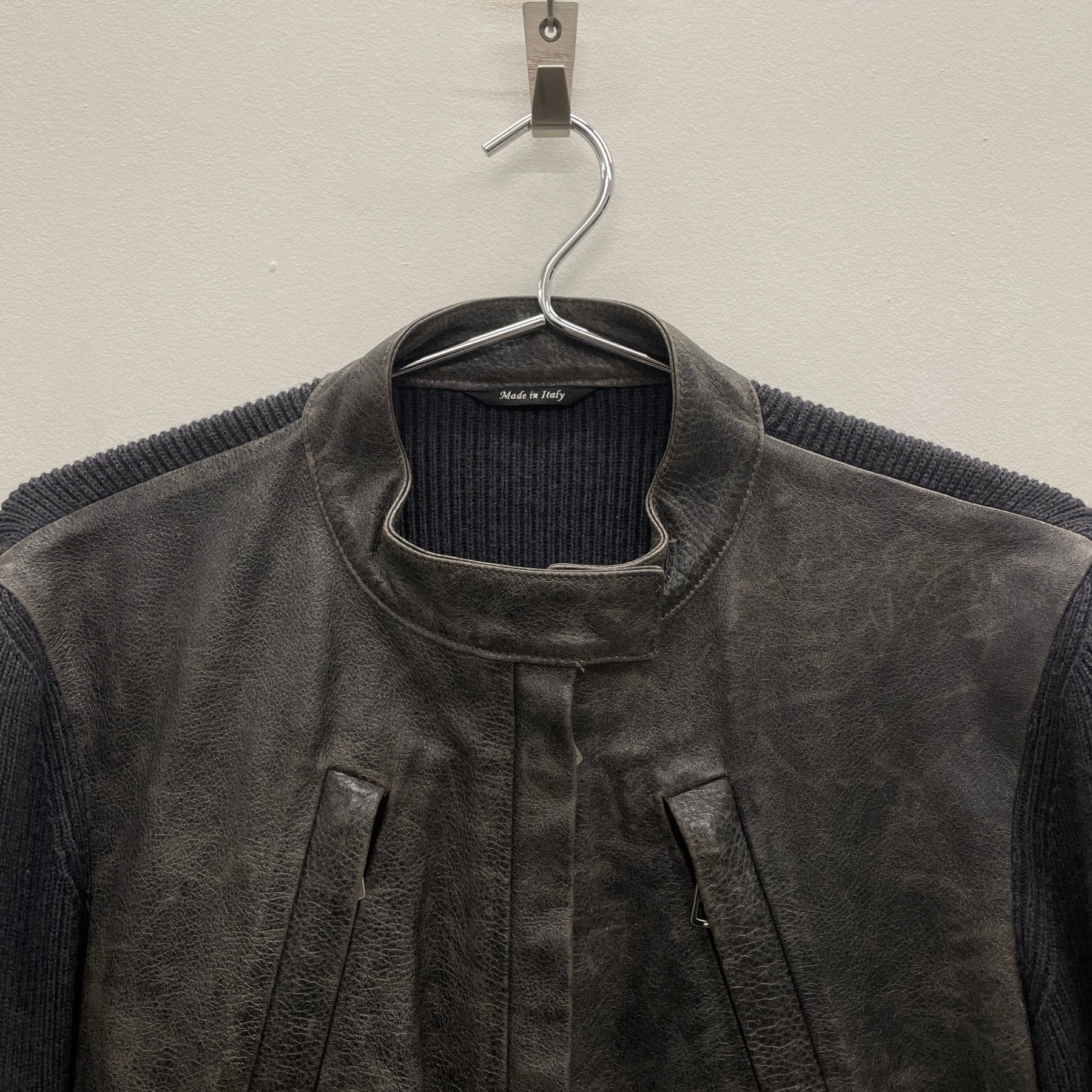SS15 Maison Margiela Hybrid Calf Leather Wool Sweater - Image 3