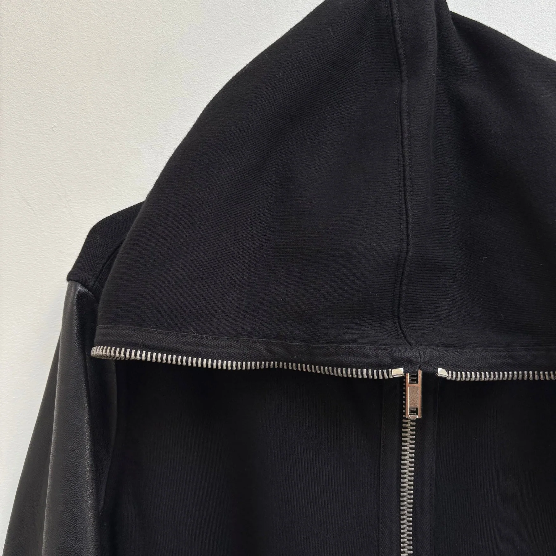 SS15 Rick Owens ‘FAUN’ Leather Sleeve Gimp Zip Up Hoodie - Image 3
