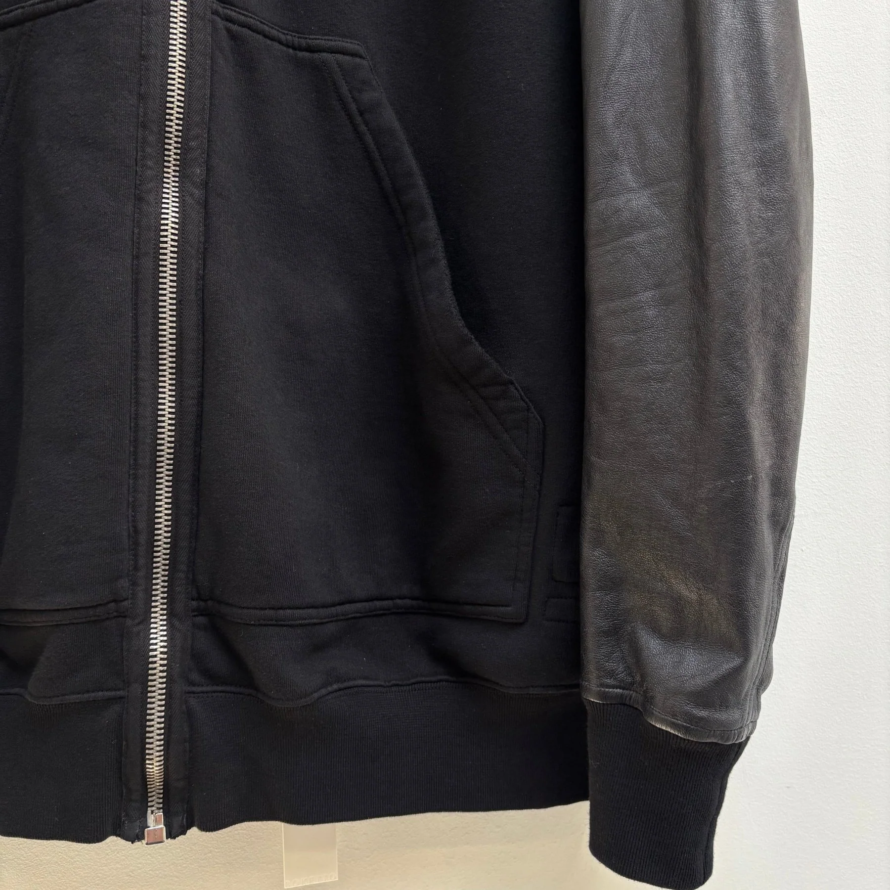SS15 Rick Owens ‘FAUN’ Leather Sleeve Gimp Zip Up Hoodie - Image 5