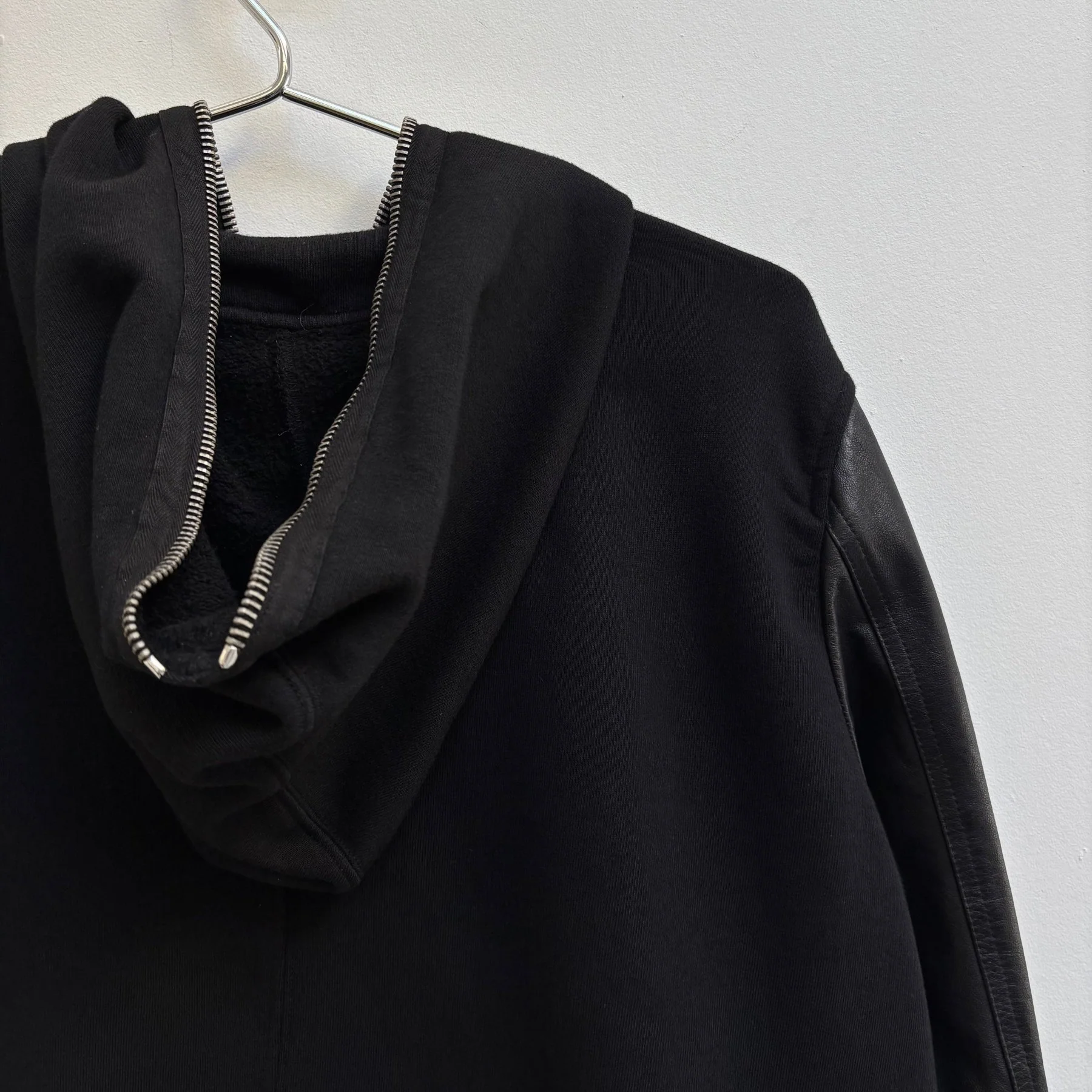 SS15 Rick Owens ‘FAUN’ Leather Sleeve Gimp Zip Up Hoodie - Image 8