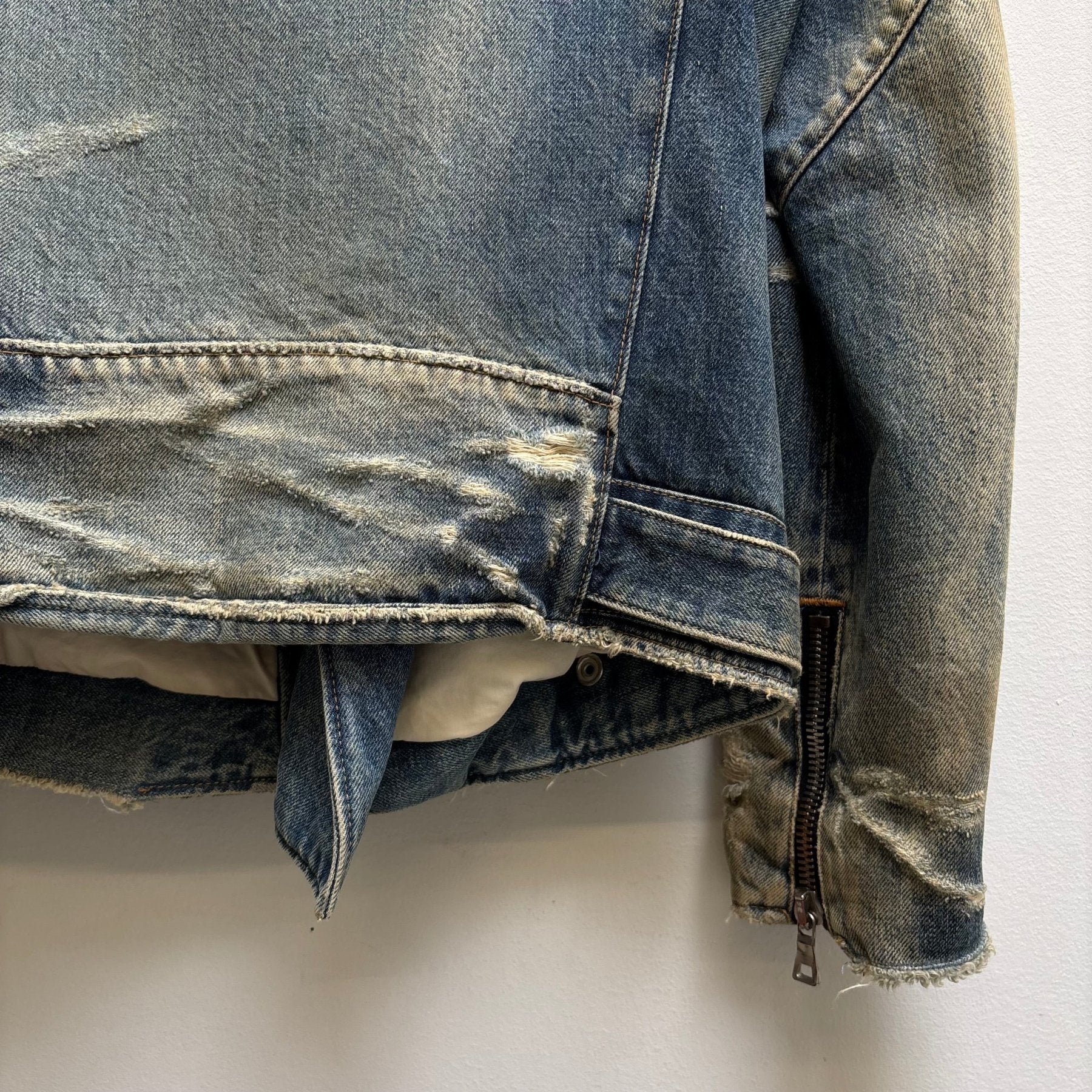 SS16 Balmain Distressed Denim Rider Jacket (Sample) - Image 11