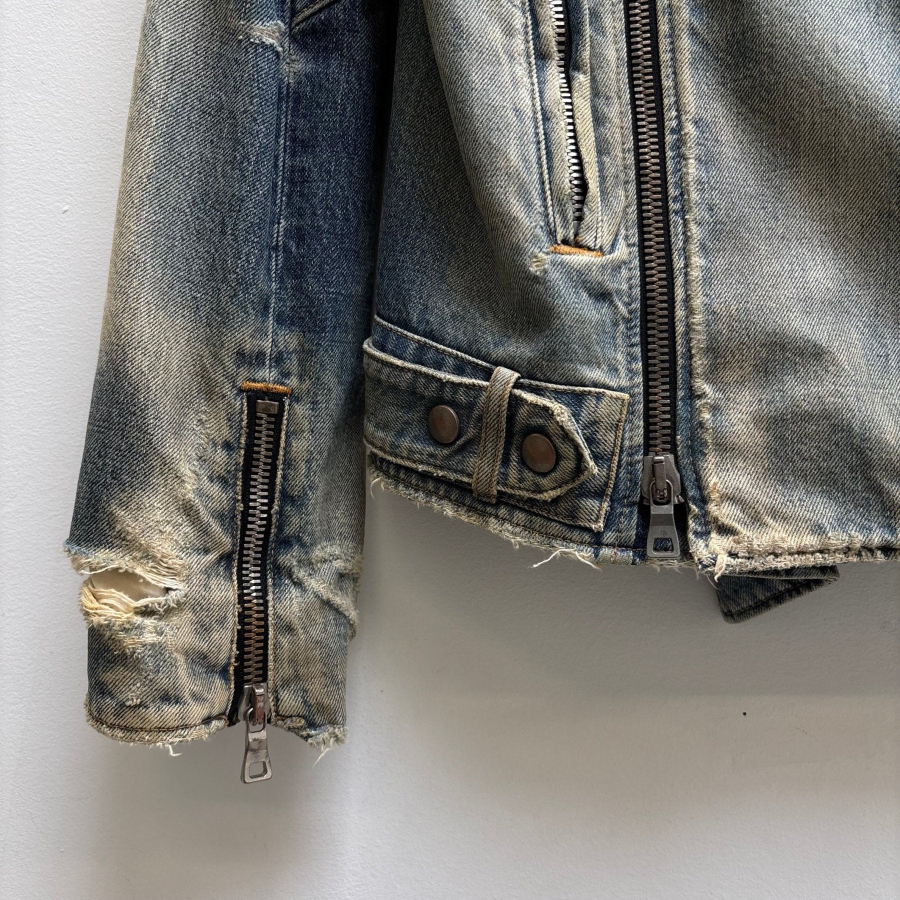 SS16 Balmain Distressed Denim Rider Jacket (Sample) - Image 8