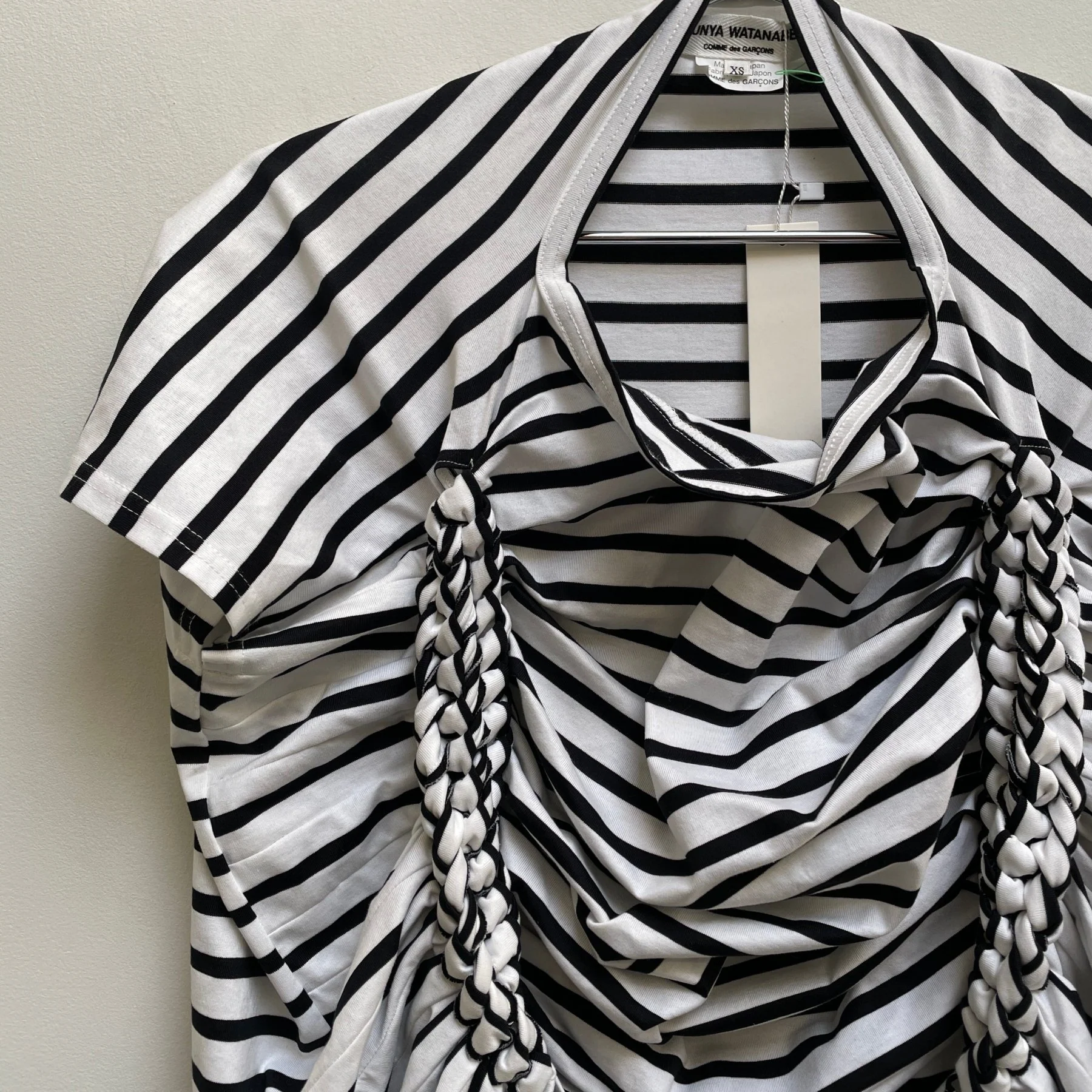 SS17 Junya Watanabe Ruched Braiding Striped Top - Image 4