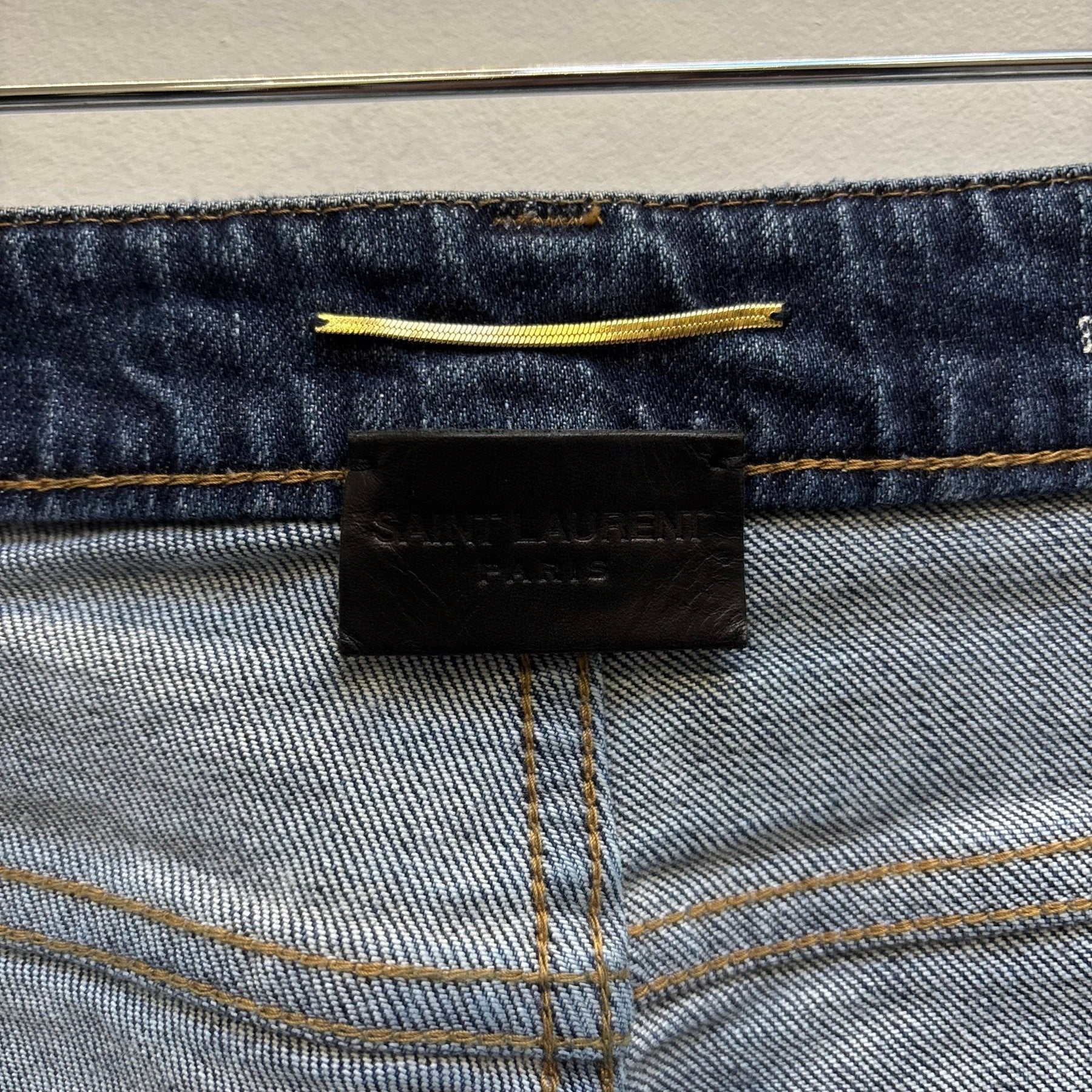 SS18 Yves Saint Laurent Acid Wash Distressed Zip Jeans - Image 15