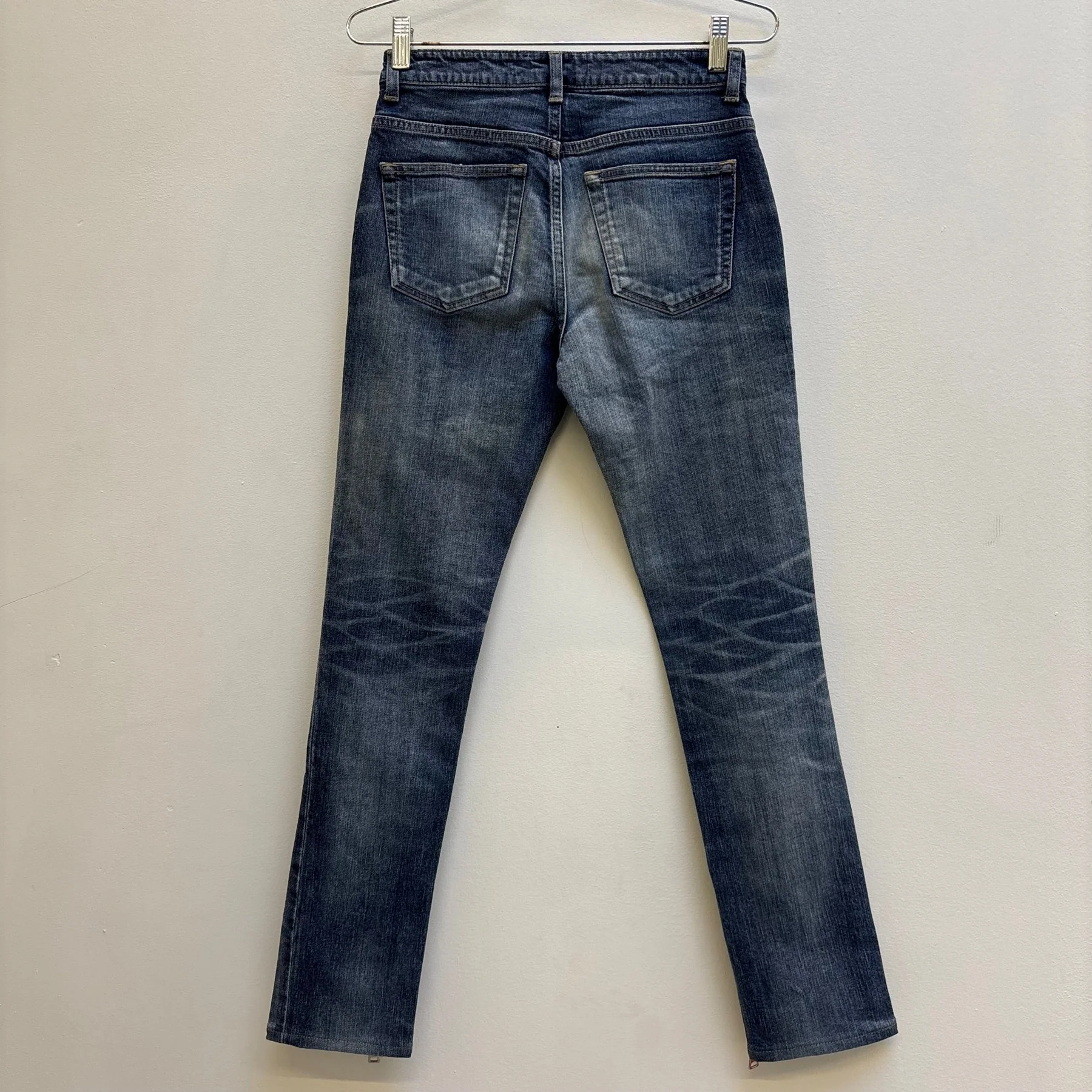 SS18 Yves Saint Laurent Acid Wash Distressed Zip Jeans - Image 2
