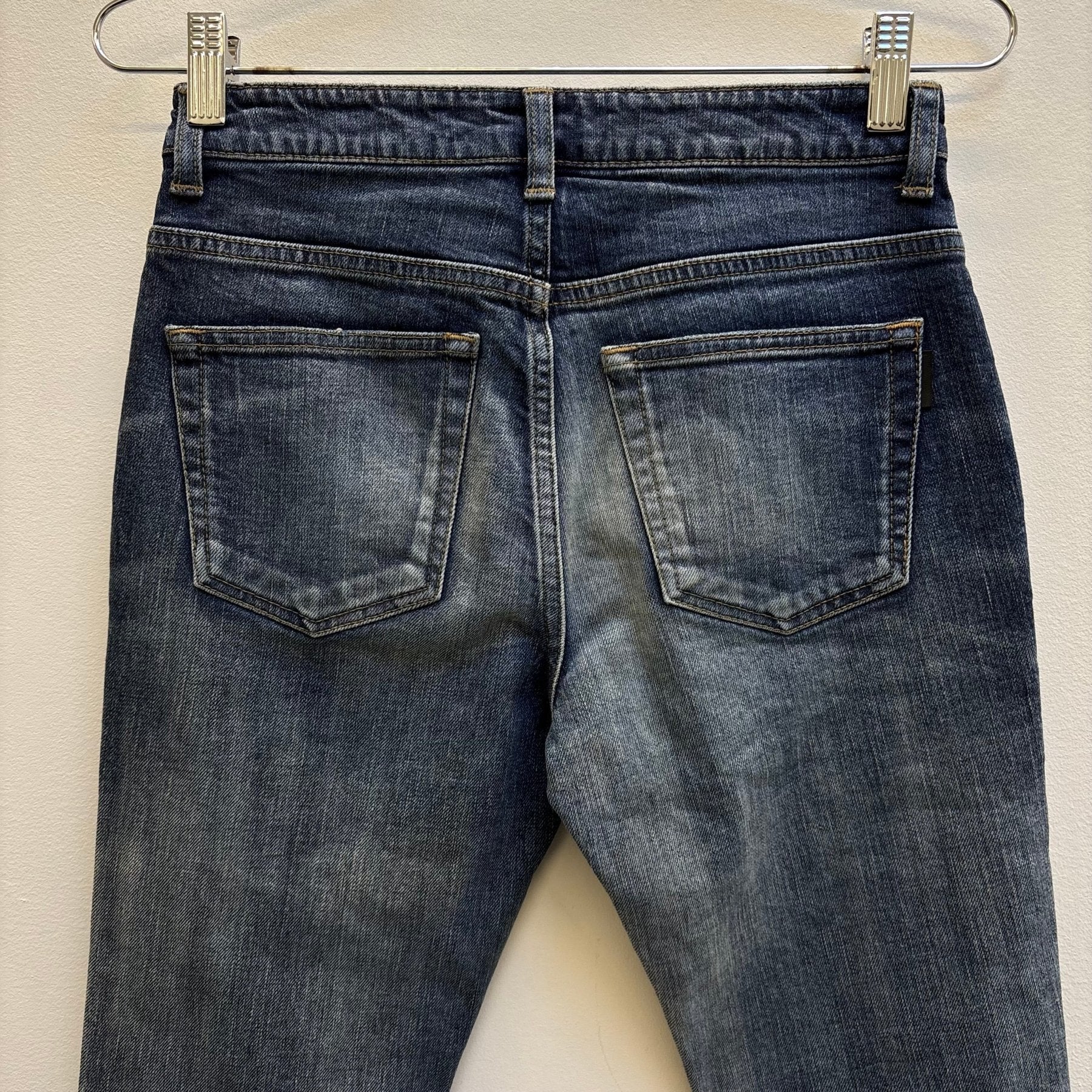 SS18 Yves Saint Laurent Acid Wash Distressed Zip Jeans - Image 9