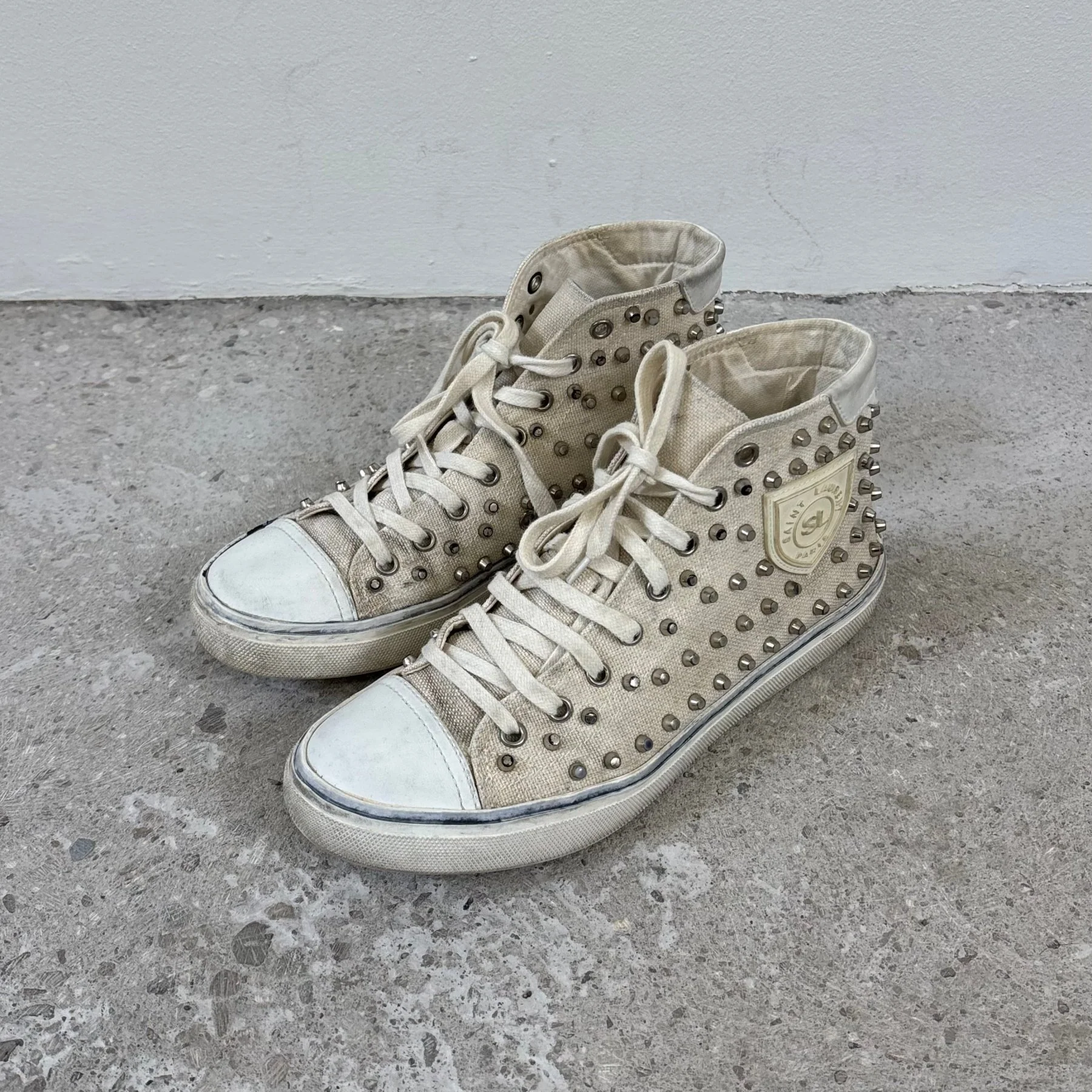 SS19 Saint Laurent Studded Bedford High Top Sneakers - Image 2