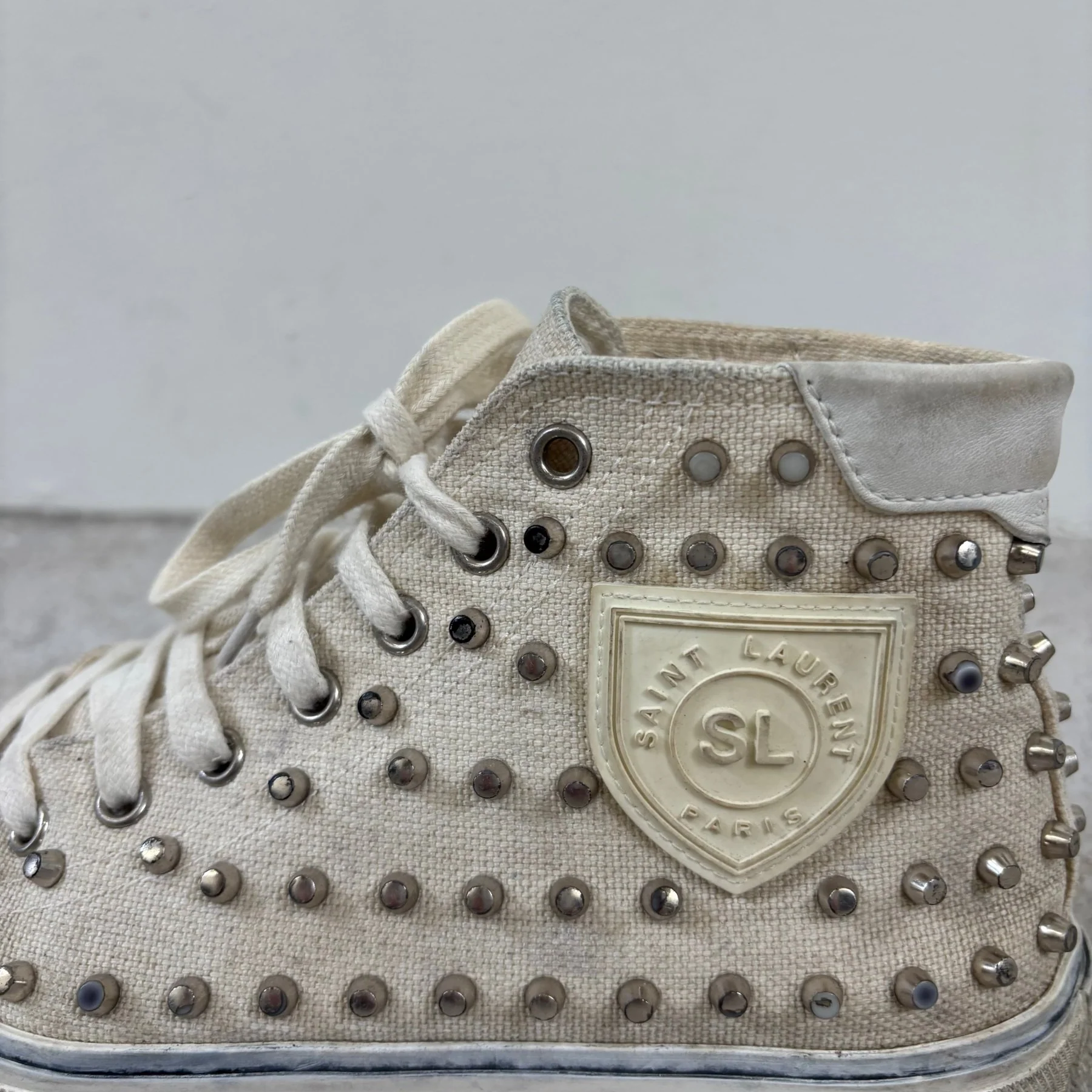SS19 Saint Laurent Studded Bedford High Top Sneakers - Image 6