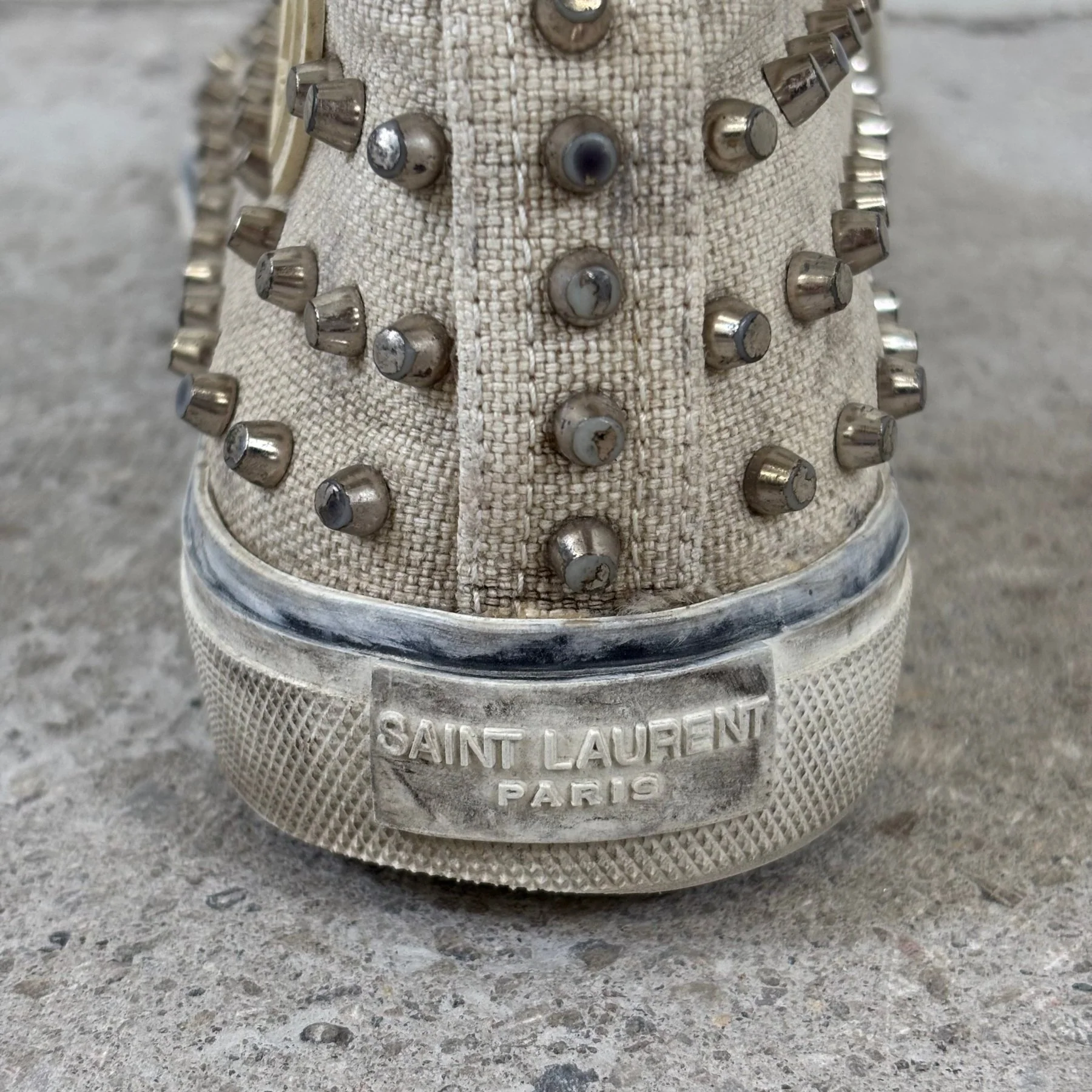 SS19 Saint Laurent Studded Bedford High Top Sneakers - Image 7