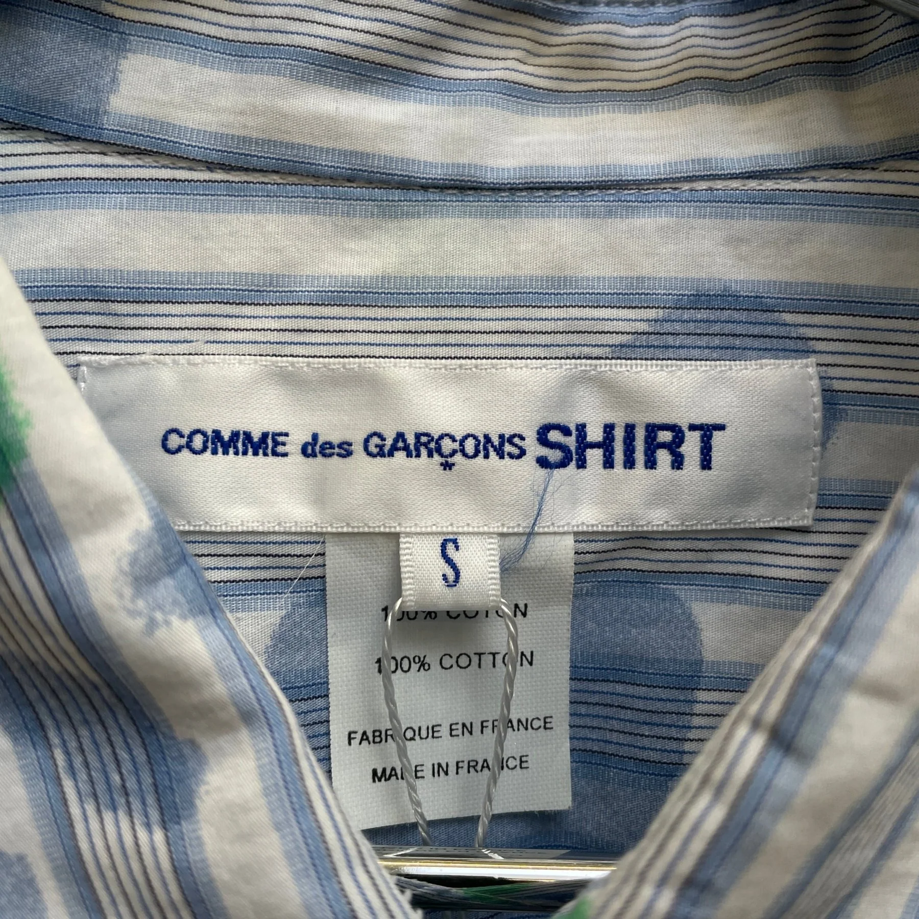SS24 Comme Des Garçons SHIRT Striped Splattered Short Sleeve Button Up Blouse - Image 10