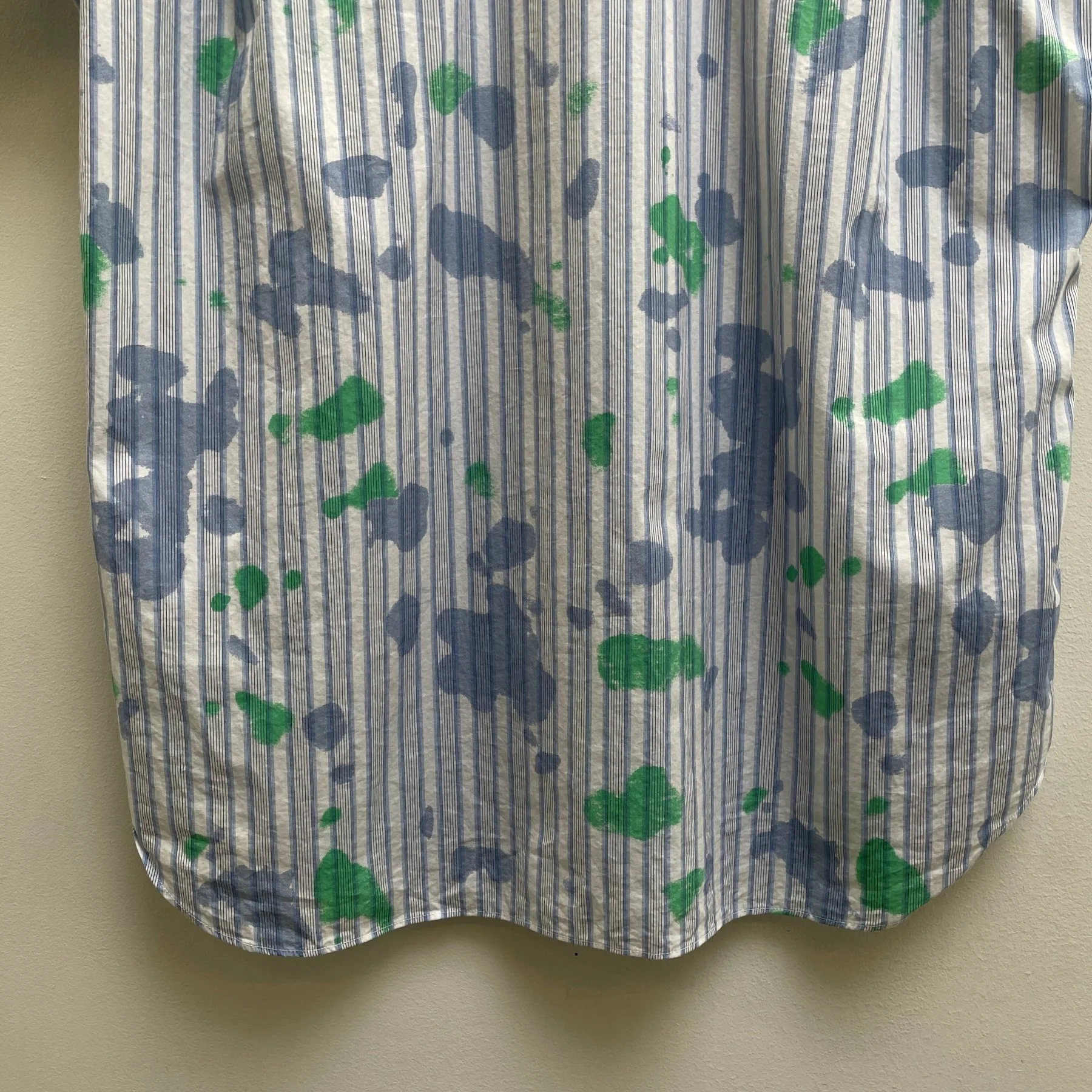 SS24 Comme Des Garçons SHIRT Striped Splattered Short Sleeve Button Up Blouse - Image 9