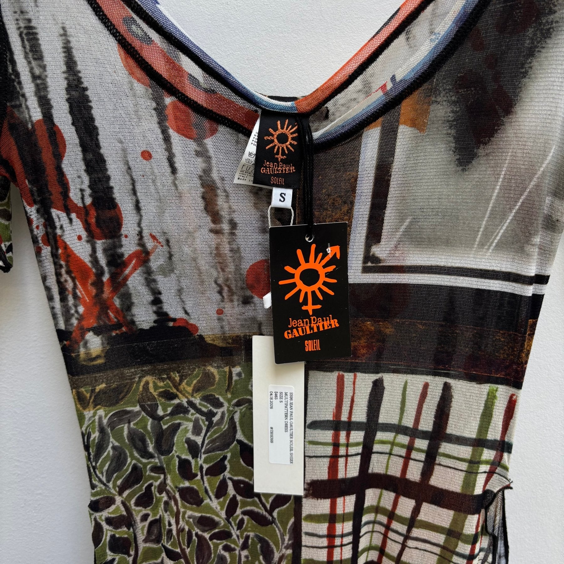 SS96 Jean Paul Gaultier Soleil Sheer Multipattern Dress - Image 11