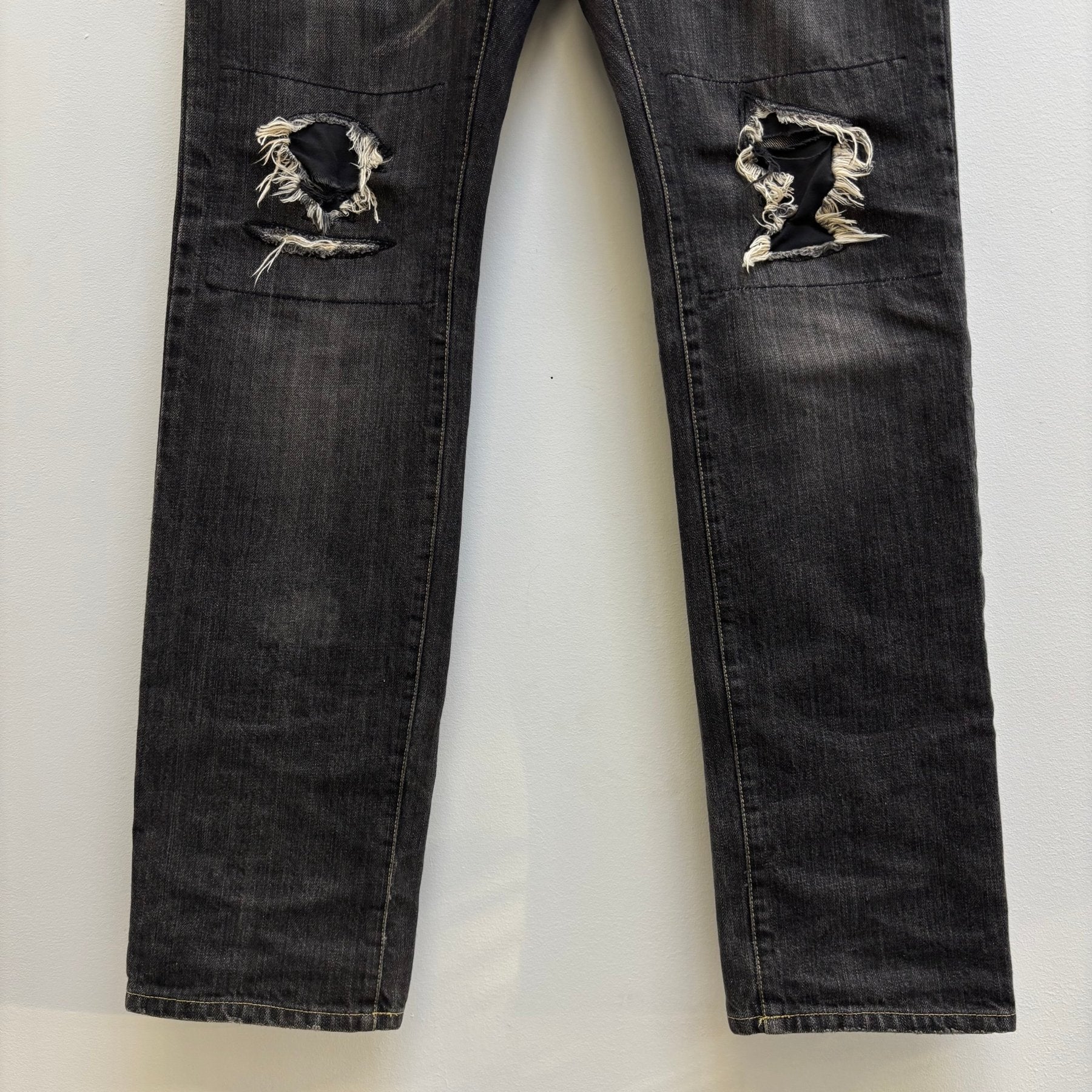 Tête Homme Acid Wash Distressed Denim Jeans - Image 4